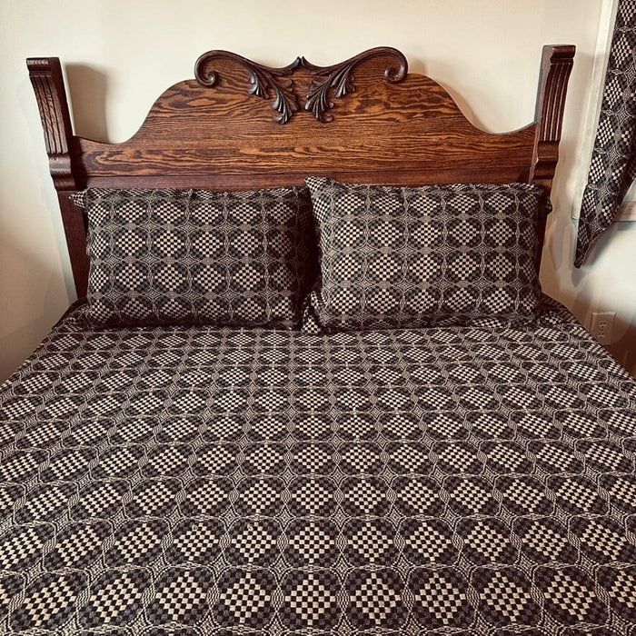 Shadowbrook Black and Mustard Woven Coverlet - Primitive Star Quilt Shop