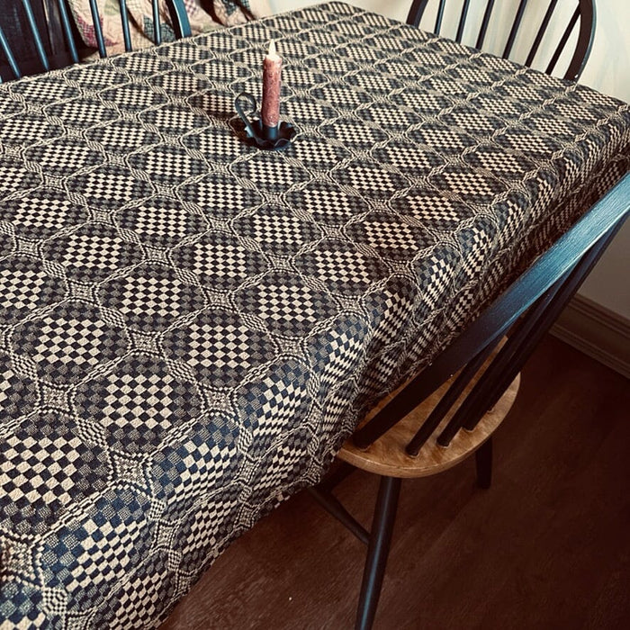 Shadowbrook Black and Mustard Woven Table Cloth 52" - Primitive Star Quilt Shop