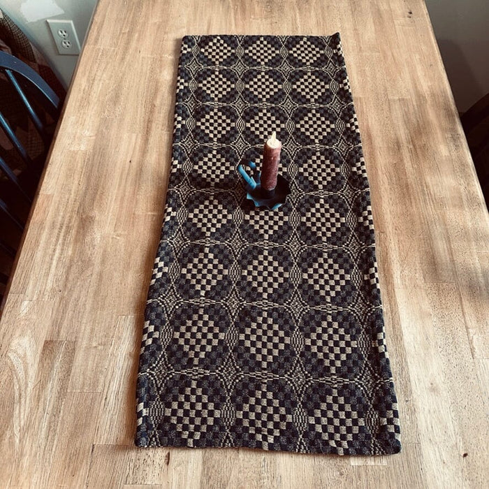Shadowbrook Black and Mustard Woven Table Runner 32" - Primitive Star Quilt Shop
