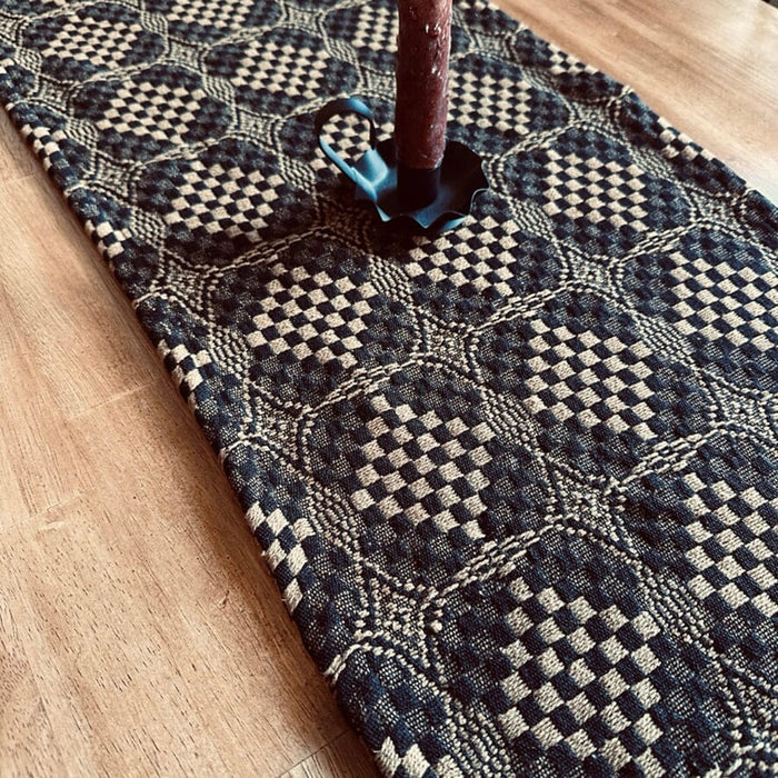 Shadowbrook Black and Mustard Woven Table Runner 56" - Primitive Star Quilt Shop
