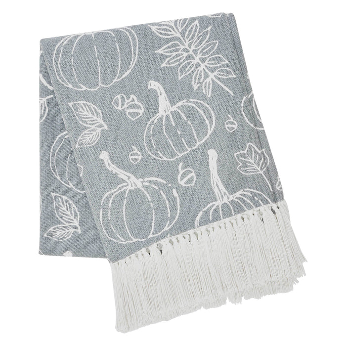 Silhouette Pumpkin Grey Throw - Primitive Star Quilt Shop