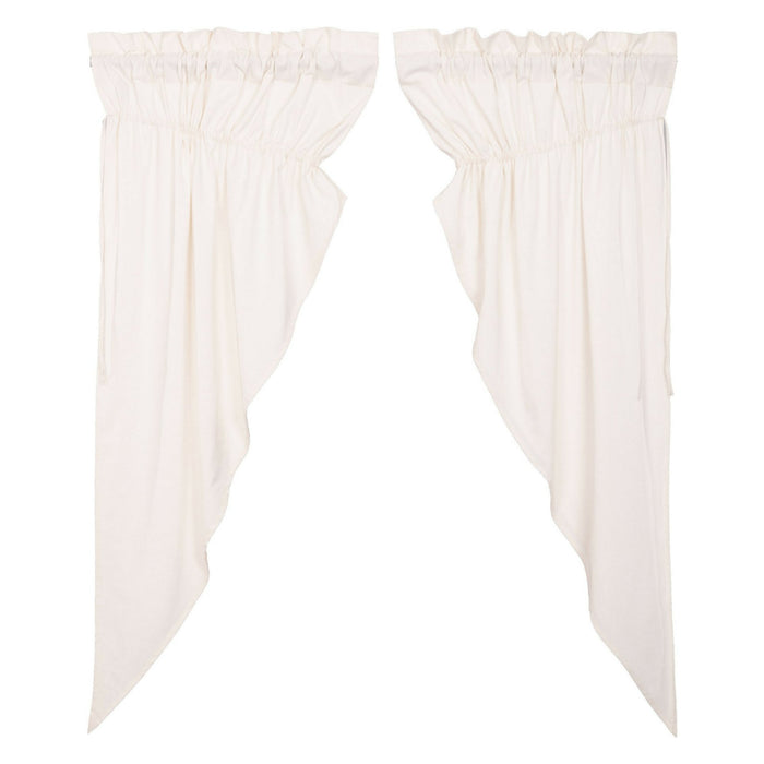 Simple Life Flax Antique White Lined Prairie Curtains 63" - Primitive Star Quilt Shop