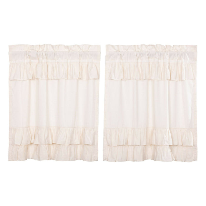 Simple Life Flax Antique White Ruffled Tier Curtains 36" - Primitive Star Quilt Shop