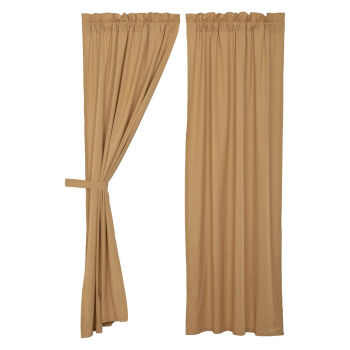 Simple Life Flax Khaki Lined Panel Curtains 84" - Primitive Star Quilt Shop