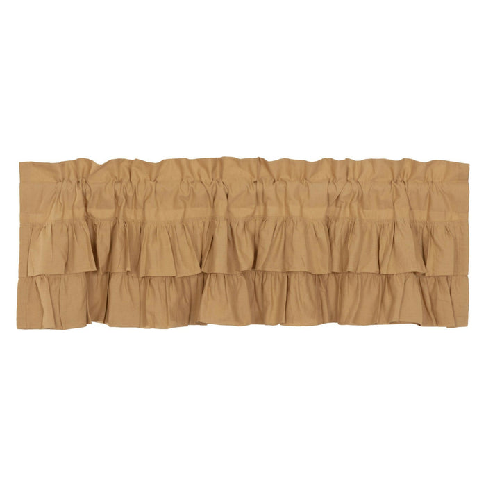 Simple Life Flax Khaki Ruffled Valance 60" - Primitive Star Quilt Shop