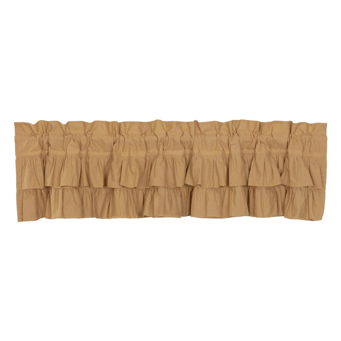 Simple Life Flax Khaki Ruffled Valance 72" - Primitive Star Quilt Shop
