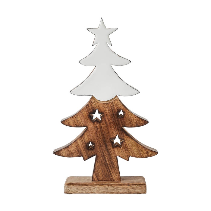 Snow-Capped Wooden Christmas Tree - 13.75" - Primitive Star Quilt Shop