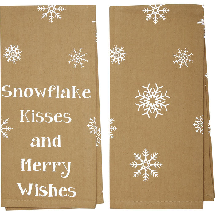Snowflake Burlap Snowflake Kisses Tea Towel - Set of 2 - Primitive Star Quilt Shop