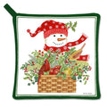 Snowman in a Basket Potholder Christmas