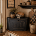 Solid Wood Corner Bread Box - Distressed Black - Primitive Star Quilt Shop