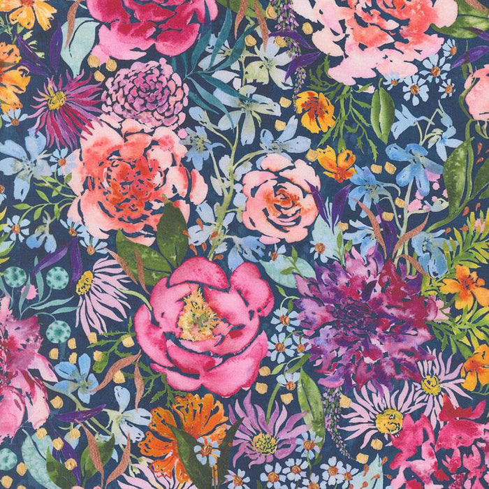 Soulstice - 108" Floral Navy Quilt Back - by Create Joy Project with Moda Fabrics