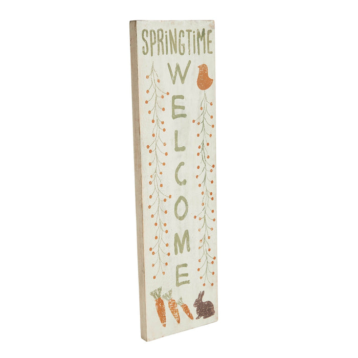"Springtime Welcome" Wood Sign - 20x6" - Primitive Star Quilt Shop