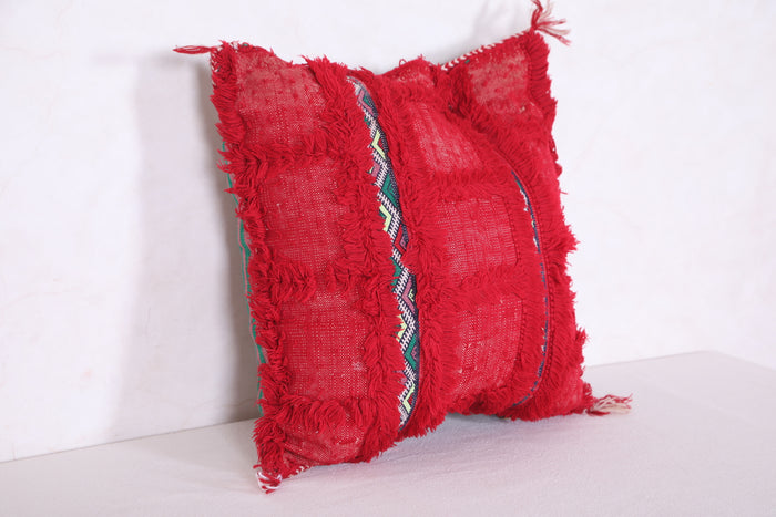 Sqaure Moroccan red pillow 16.5 INCHES X 16.5 INCHES - kilim pillow