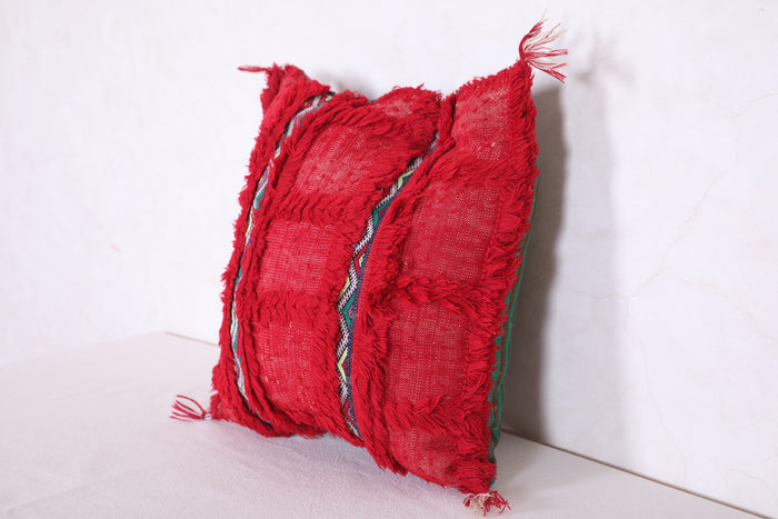 Sqaure Moroccan red pillow 16.5 INCHES X 16.5 INCHES - kilim pillow