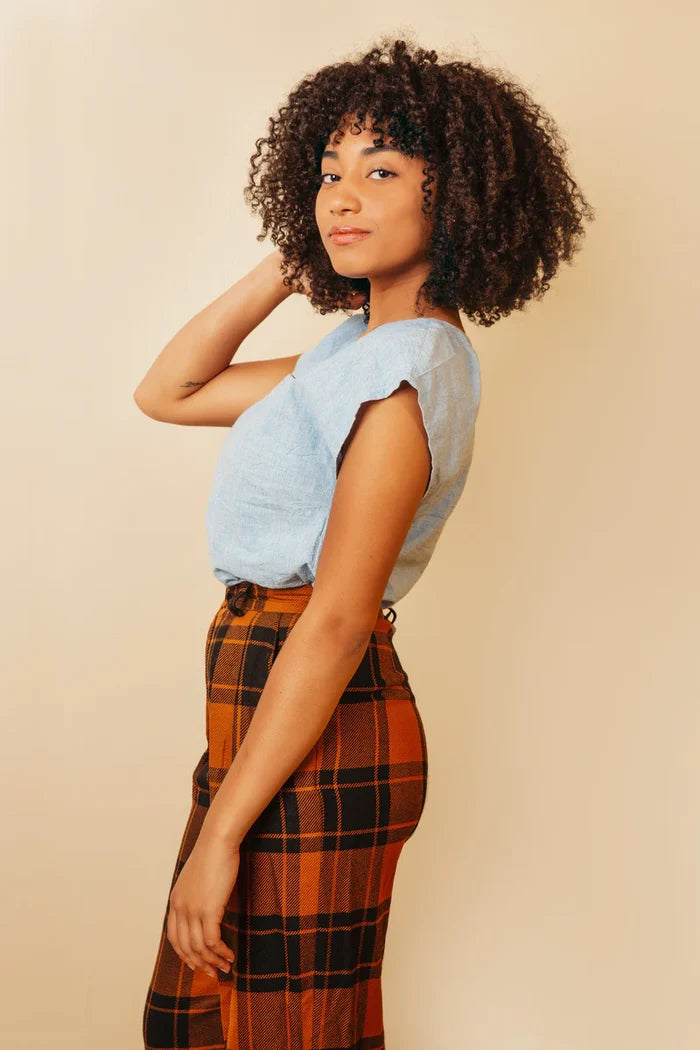 Square Neck Top Sewing Pattern – cropped dolman sleeve boxy top for knits and wovens