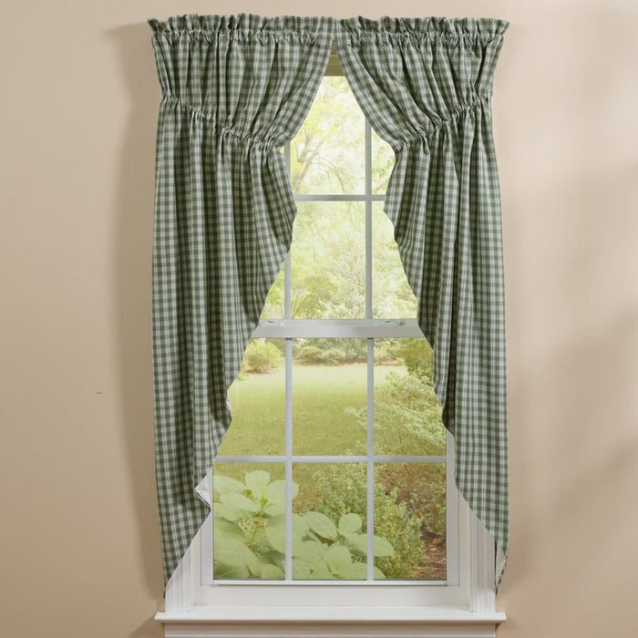 Stafford Green Lined Prairie Curtains 63" - Primitive Star Quilt Shop