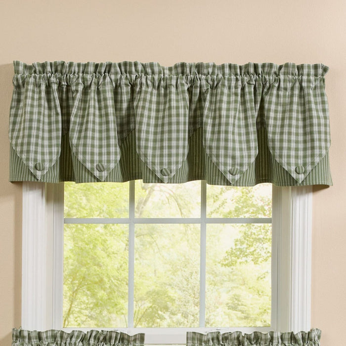 Stafford Green Pointed Lined Valance 72" - Primitive Star Quilt Shop