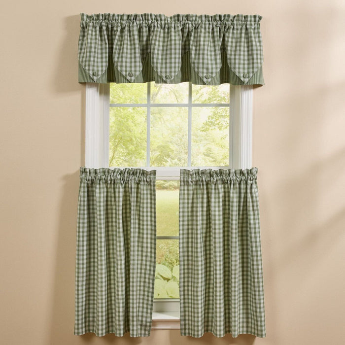 Stafford Green Pointed Lined Valance 72" - Primitive Star Quilt Shop