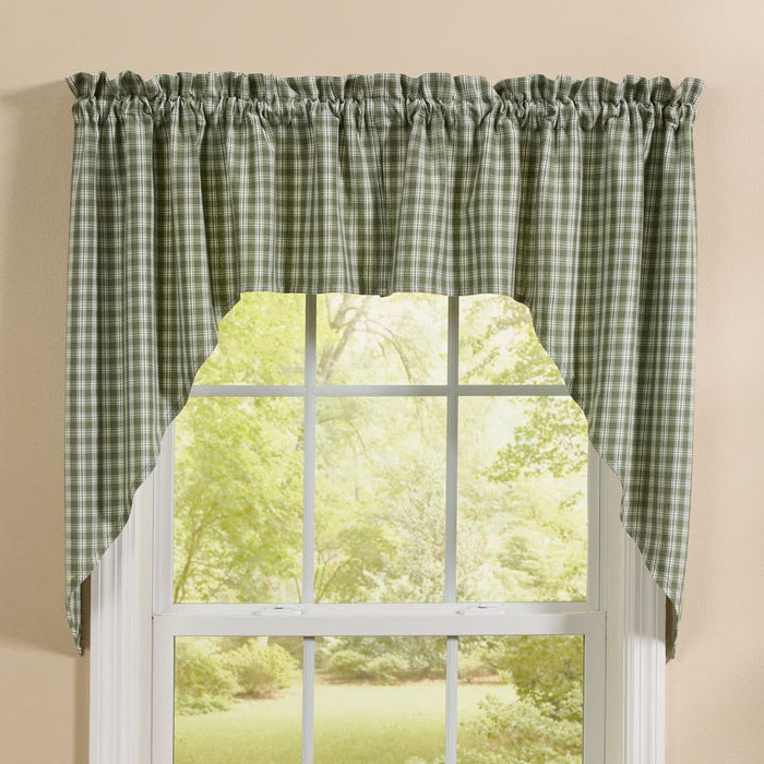 Stafford Green Unlined Swag Curtains - Primitive Star Quilt Shop
