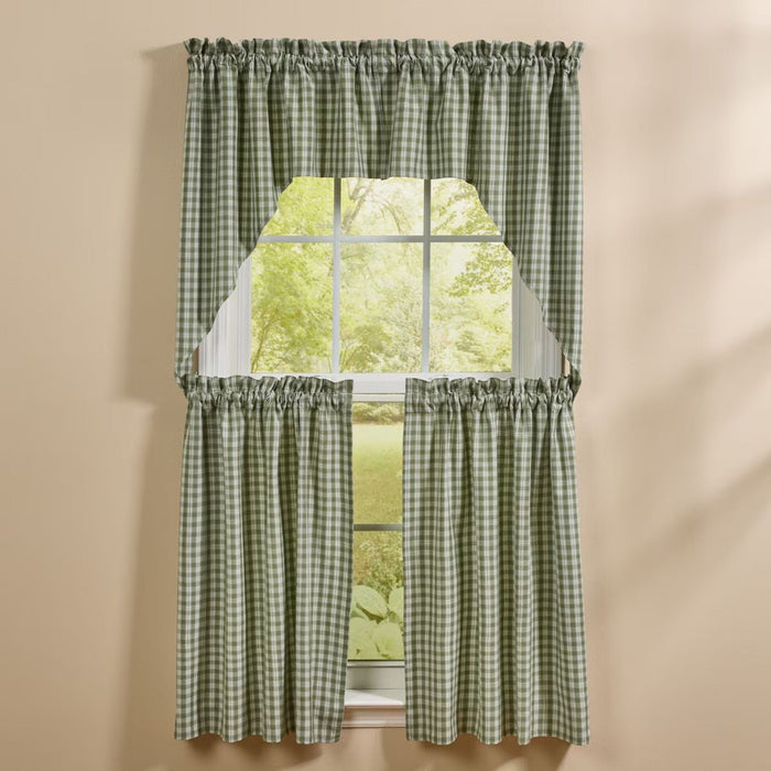 Stafford Green Unlined Swag Curtains - Primitive Star Quilt Shop
