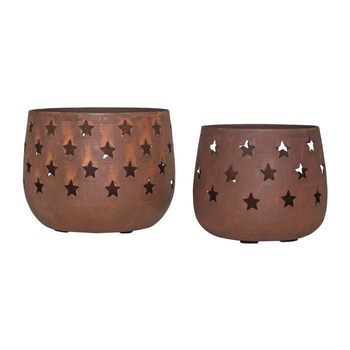 Stars Rust Votive Candle Holder - Set of 2 - Primitive Star Quilt Shop