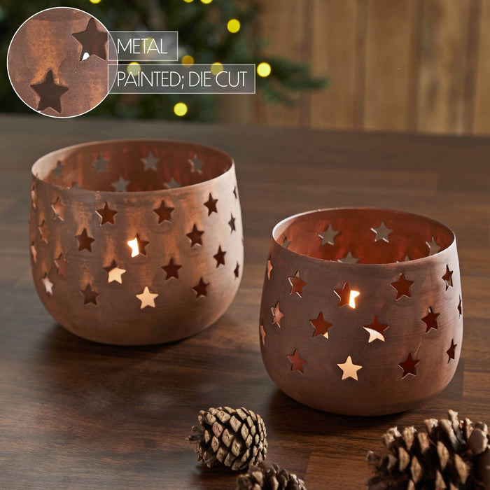 Stars Rust Votive Candle Holder - Set of 2 - Primitive Star Quilt Shop