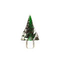 Striped Table Decor Glass Christmas Tree, 7.9" H, Green