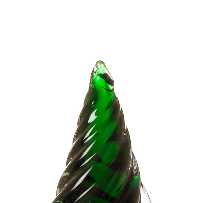 Striped Table Decor Glass Christmas Tree, 7.9" H, Green