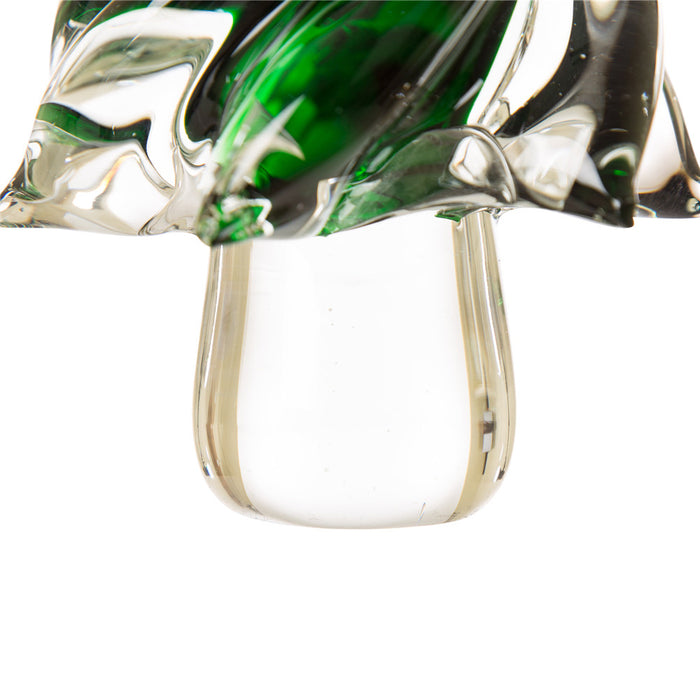 Striped Table Decor Glass Christmas Tree, 7.9" H, Green