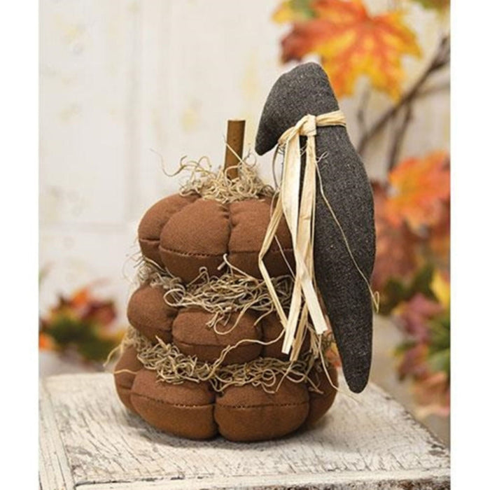 Stuffed Pumpkin Stack with Primitive Crow - Primitive Star Quilt Shop