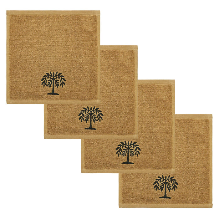 Tan Willow Tree Washcloth - Set of 4 - Primitive Star Quilt Shop