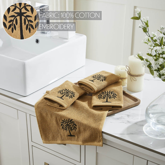 Tan Willow Tree Washcloth - Set of 4 - Primitive Star Quilt Shop