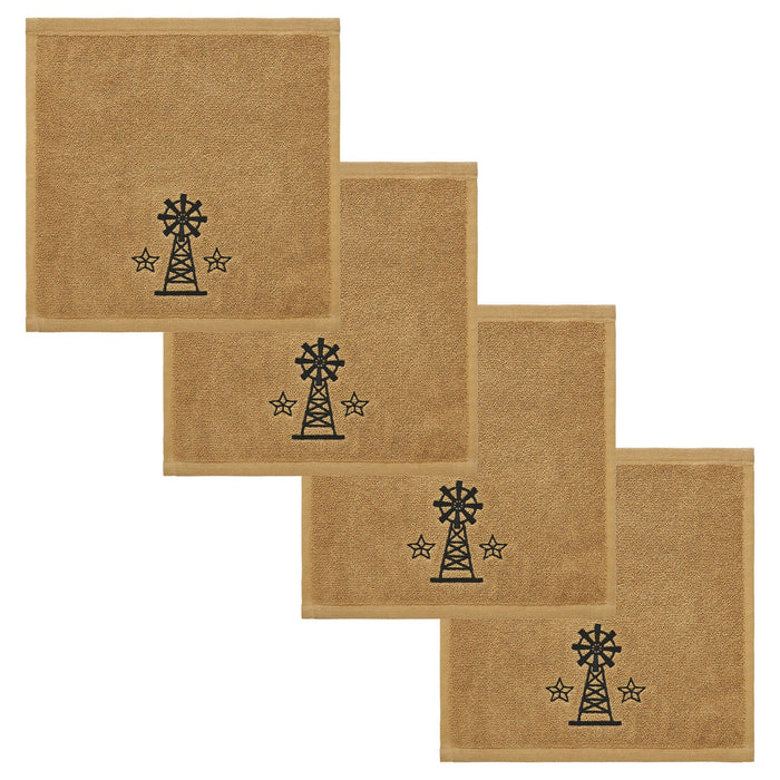 Tan Windmill Washcloth - Set of 4 - Primitive Star Quilt Shop