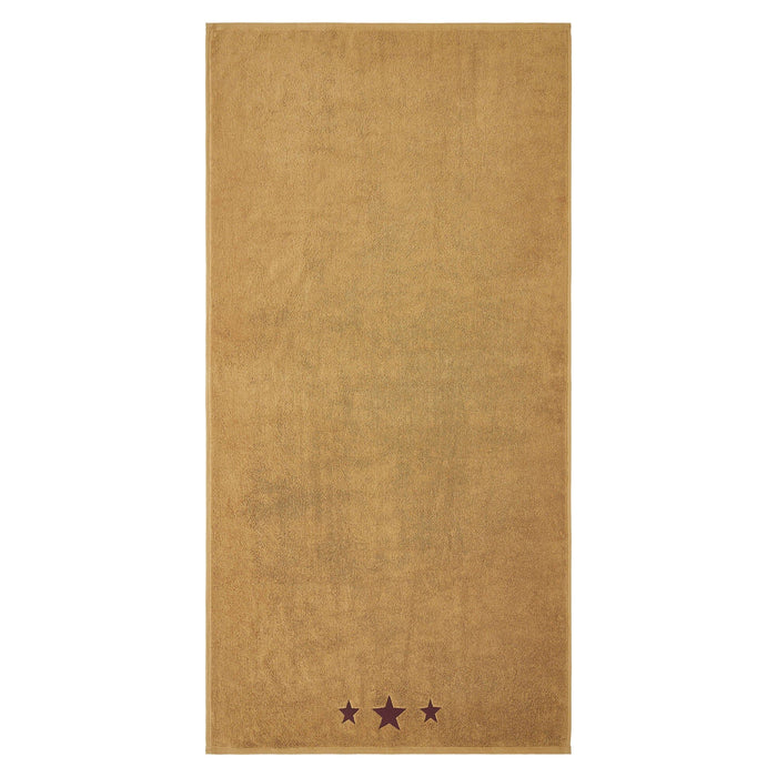 Tan with Burgundy Barn Stars Bath Towel - Set of 2 - Primitive Star Quilt Shop