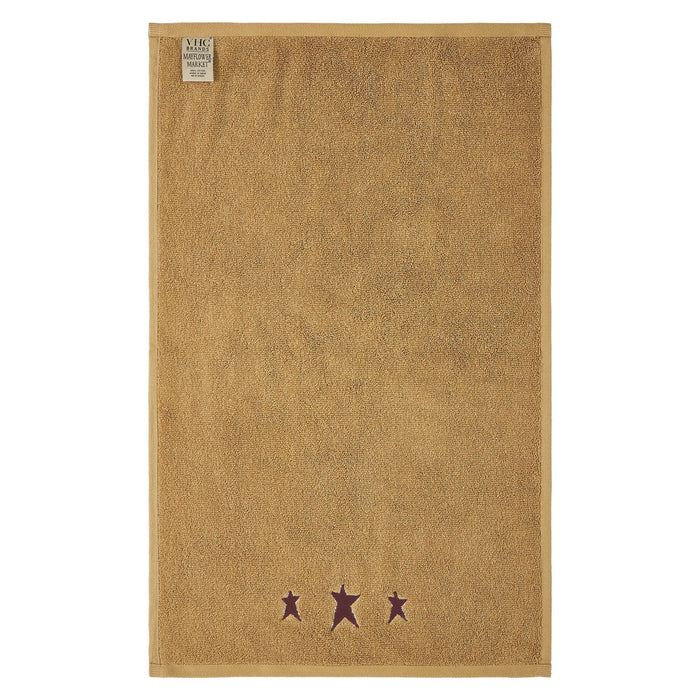 Tan with Burgundy Prim Stars Hand Towel - Set of 2 - Primitive Star Quilt Shop