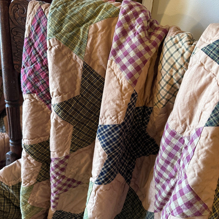 Tea Cabin Tumbling Star Quilted Throw - Primitive Star Quilt Shop