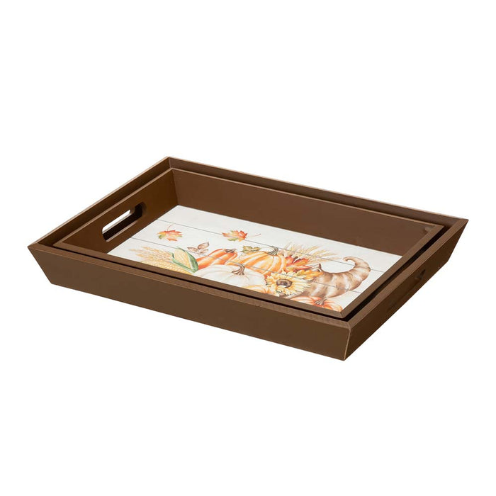 Thanksgiving Wooden Turkey Tray, Set of 2