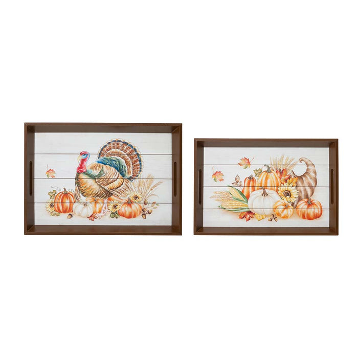 Thanksgiving Wooden Turkey Tray, Set of 2