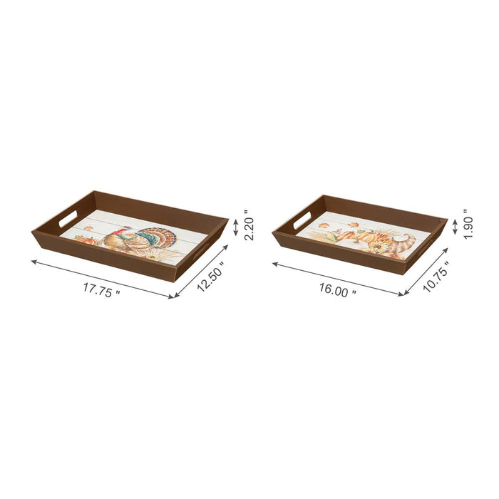 Thanksgiving Wooden Turkey Tray, Set of 2