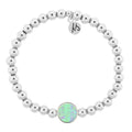 The Cape Bracelet Disc- Silver Steel with Natural Pink Opal Disc