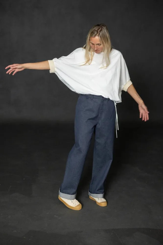 white top made using Cirrus top sewing pattern by Merchant & Mills
