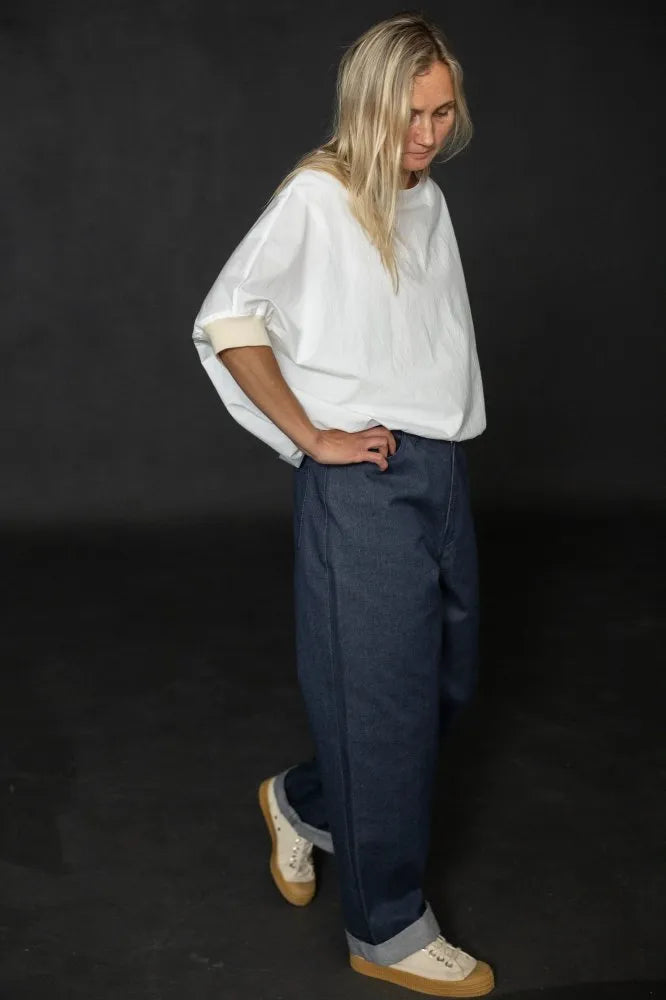 white top made using Cirrus top sewing pattern by Merchant & Mills