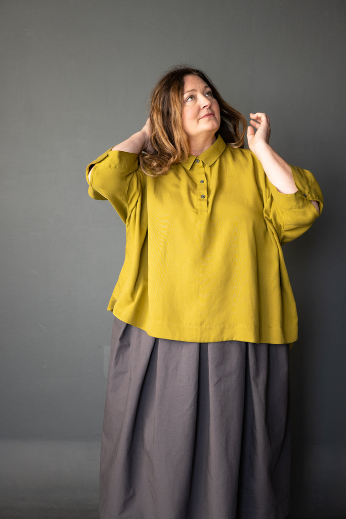 Ellsworth Sewing Pattern - Oversized Boxy Shirt with Dropped-Back Hem and Half Placket
