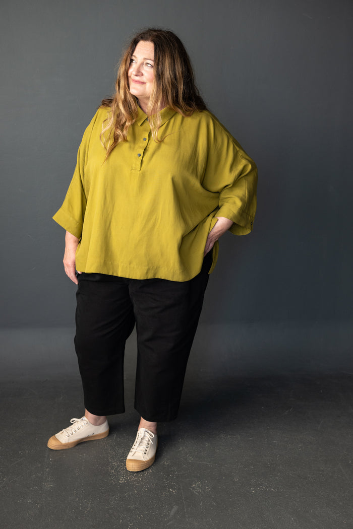 Ellsworth Sewing Pattern - Oversized Boxy Shirt with Dropped-Back Hem and Half Placket