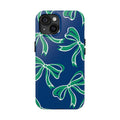 Trendy Bow Phone Case, Bed Party Bow Iphone case, Bow Phone Case, - FGCU, Blue and Green, Florida Gulf Coast