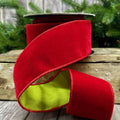 Two-Tone Red and Green Velvet Ribbon, 2.5" X 10YD