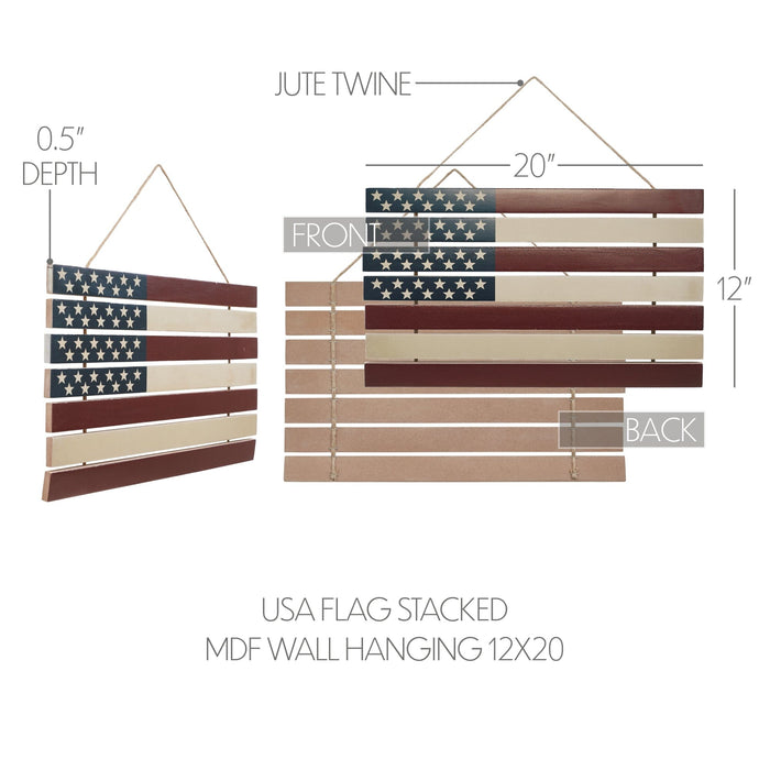 USA Flag Lath Wall Decor - 12x20" - Primitive Star Quilt Shop