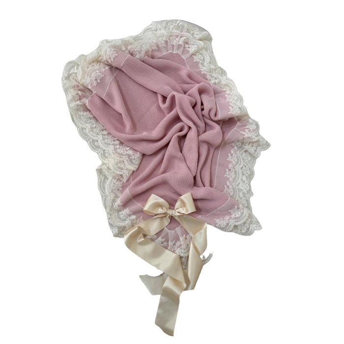 Victoria Dusty Pink & Ivory Luxe Knitted Blanket