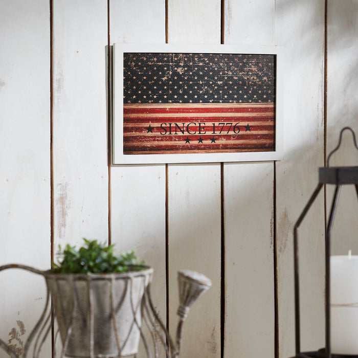 Vintage American Flag "Since 1776" Wood Sign - 10x16" - Primitive Star Quilt Shop