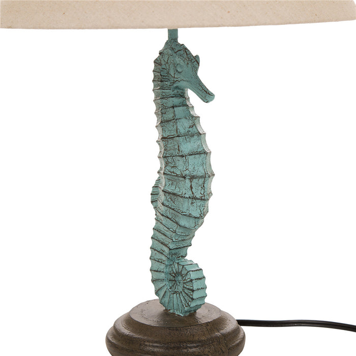 Vintage Seahorse Style Novelty Table Lamp with Burlap Shade